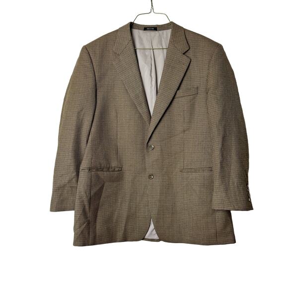 Lauren Ralph‎ Lauren Brown Tan Houndstooth Men's Wool Sport Coat Blazer Size 42R - Picture 1 of 9